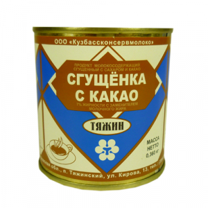 Сгущёнка с сахаром и какао Тяжин 7% 360 гр.