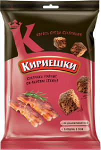 Сухарики солёные "Кириешки" со вкусом бекона 100 гр.